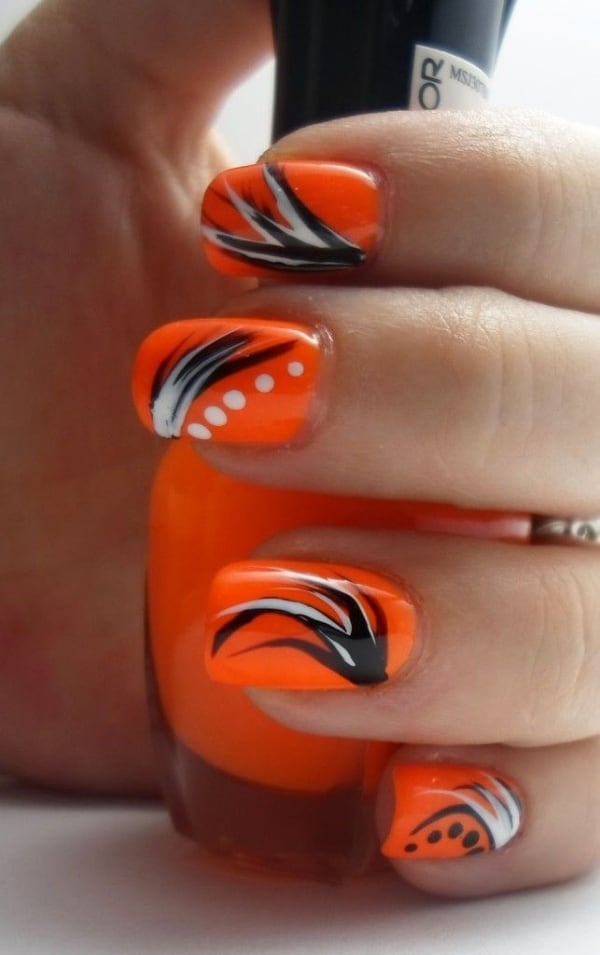 35 Beautiful Orange Nail Designs For Women In 2020 - Fashion Hombre