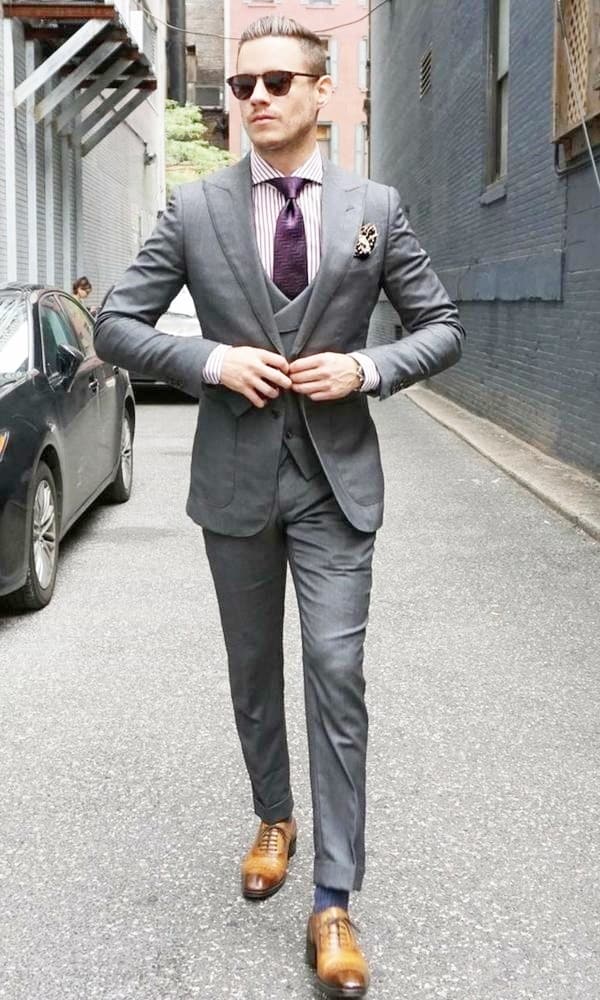 Best Grey Suit Brown Shoes Styles For Men