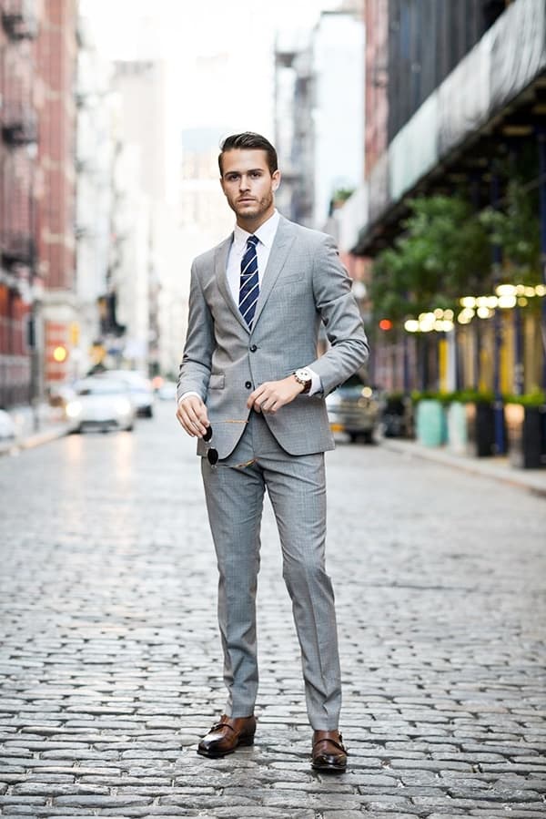 Best Grey Suit Brown Shoes Styles For Men