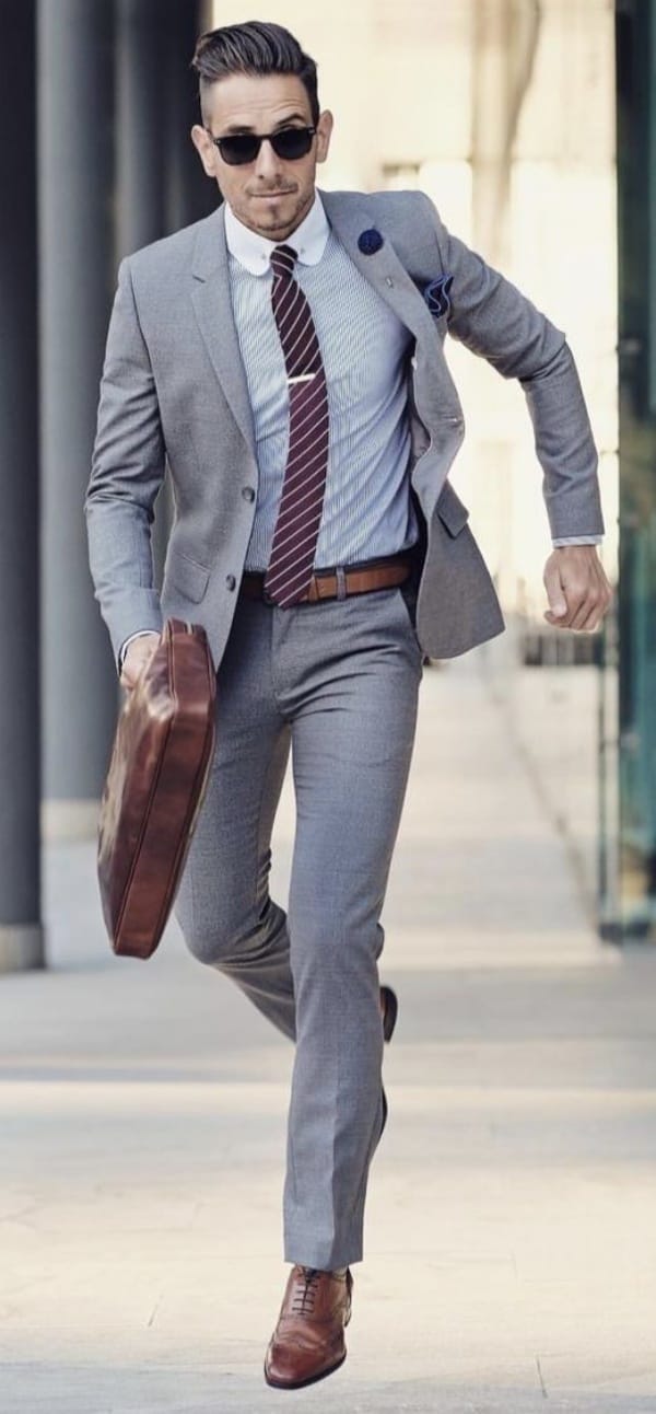 Best Grey Suit With Brown Shoes Outfit Ideas For Men