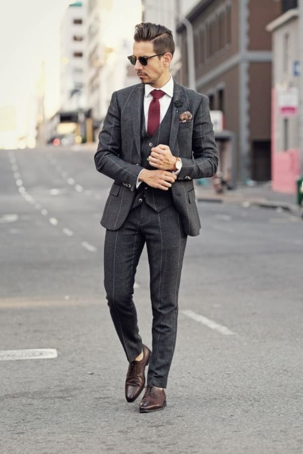 Best Grey Suit With Brown Shoes Outfit Ideas For Men