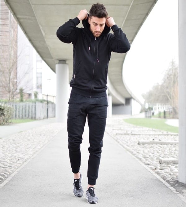 Mens black sales hoodie outfit