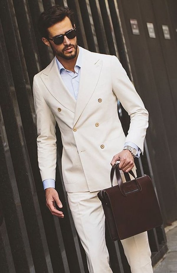 Mens white on sale double breasted suit