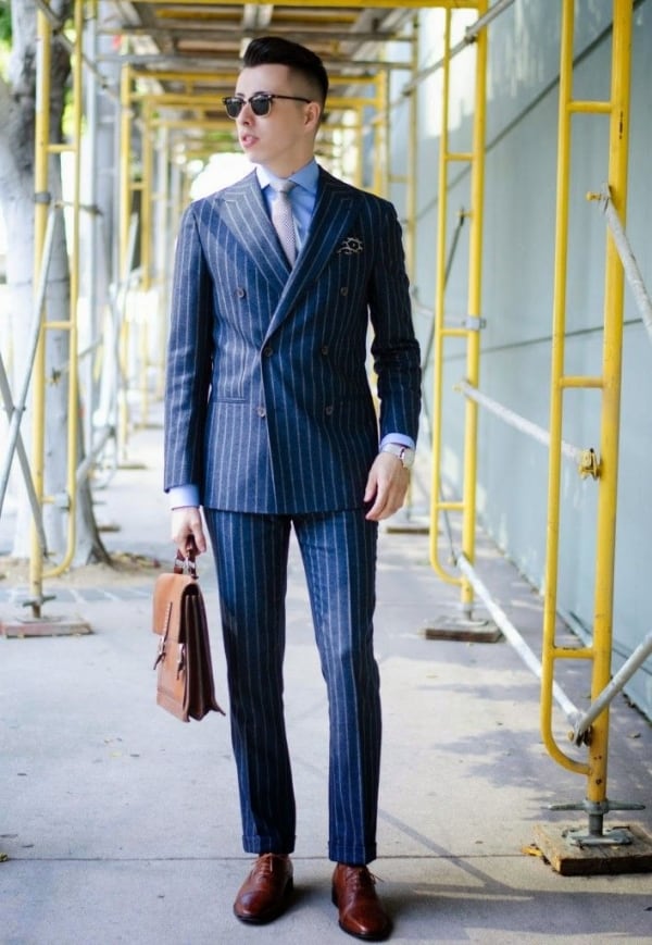 Mens double sales breasted pinstripe blazer