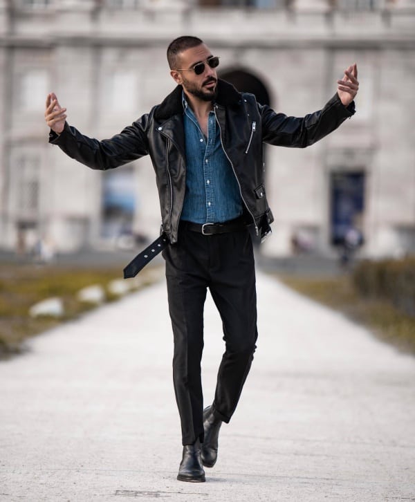 how to wear a denim shirt male