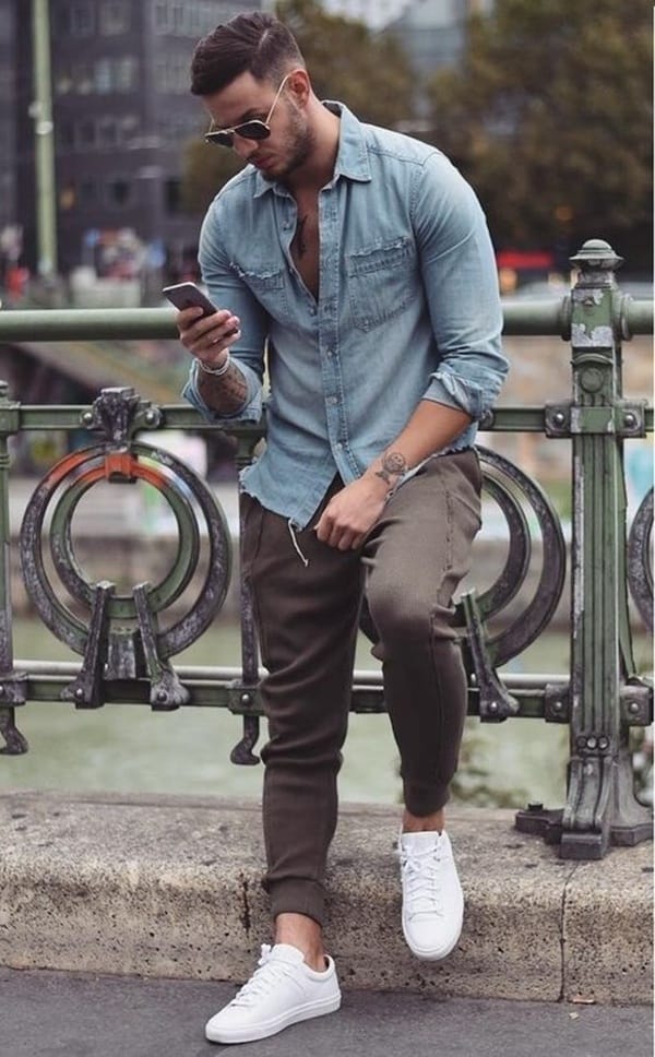 Actualizar 91+ imagen light denim shirt outfit mens - Abzlocal.mx