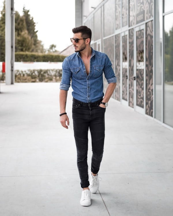 What To Wear With a Denim Shirt 60 Men s Denim Shirt Outfit