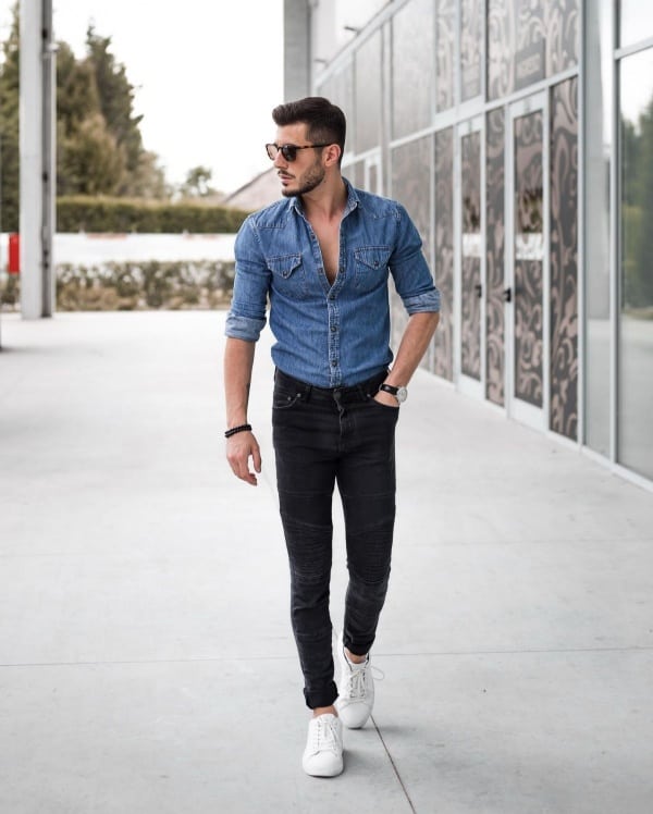 Stylish Denim Shirt Outfits For Men