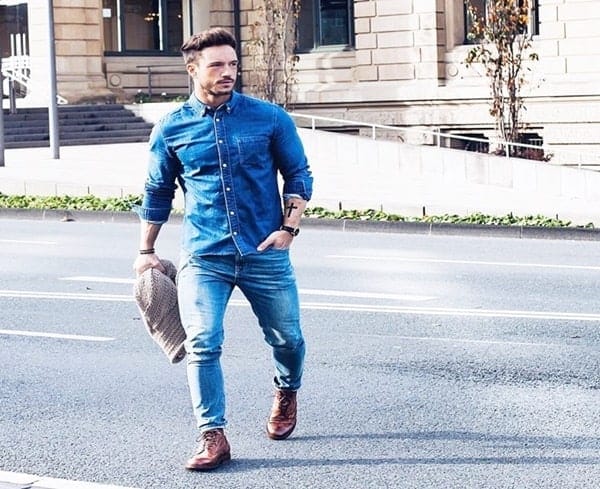 male denim shirt outfits