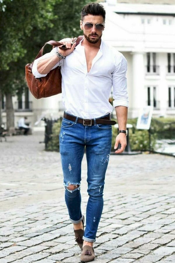 Blue Jeans White Shirt Outfits Ideas For Men