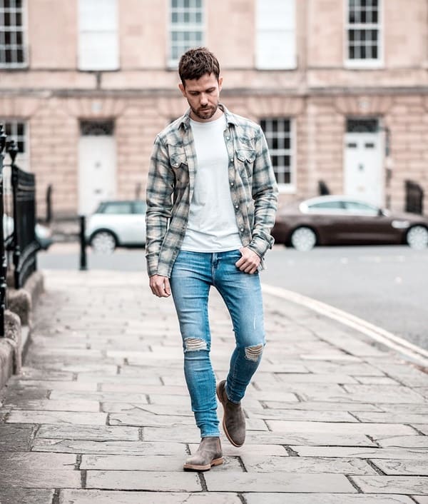 Blue Jeans With White Shirt Outfits For Men