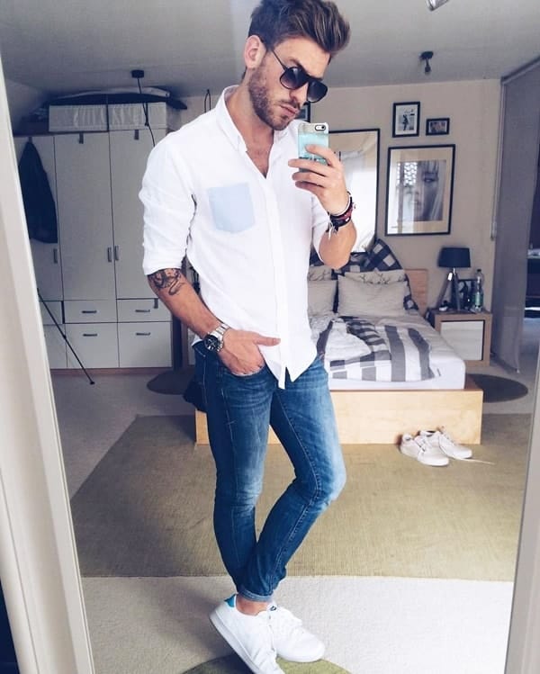 Blue Jeans White Shirt Outfits Ideas For Men