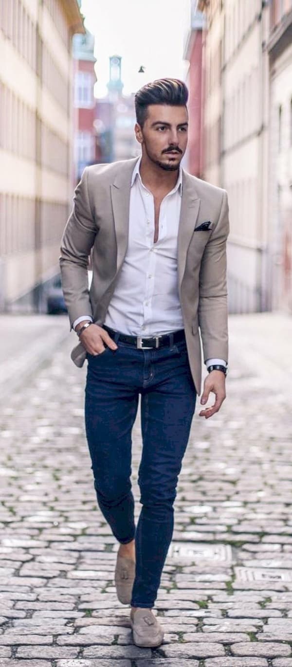 Blue Jeans White Shirt Outfits Ideas For Men