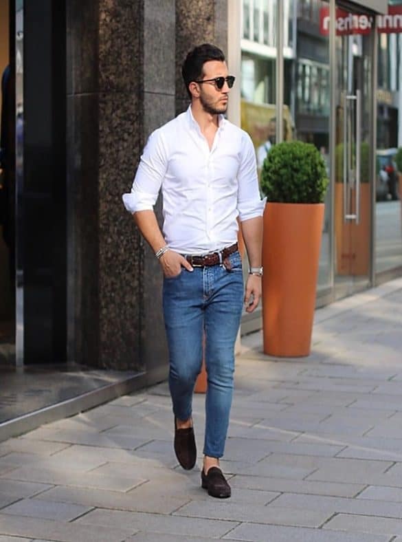 White Casual Shirt And Blue Jeans White Dress Shirt Blue Pants Street Style White Casual Shirt White Casual Shirt And Blue Jeans White Dress Shirt Blue Pants Street Style White Casual Shirt