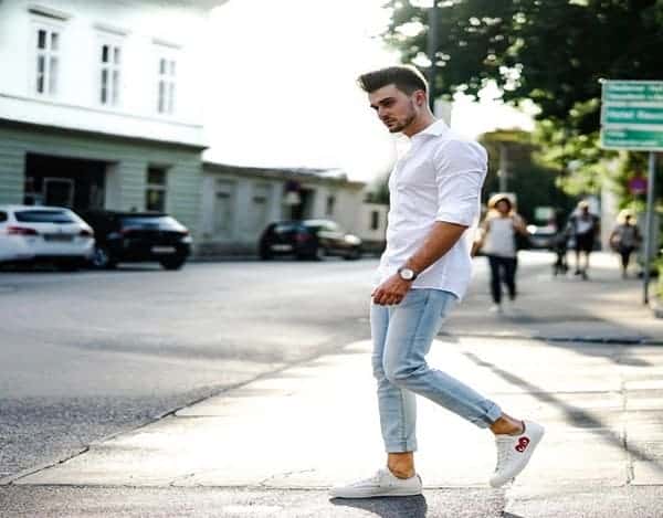 light blue jeans mens matching shirt