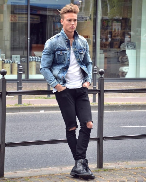 black denim outfit mens