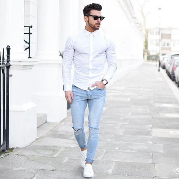 Best Blue Jeans With White Shirt Outfits For Men