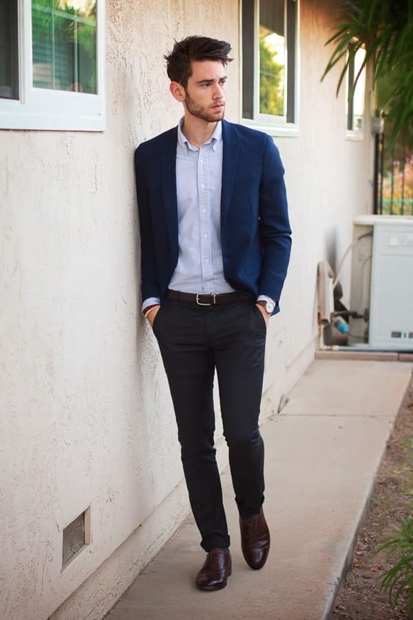 Brown Dress Pants Mens Outfit : Fancy, Dapper, Men, Smart, Casual, Blue ...