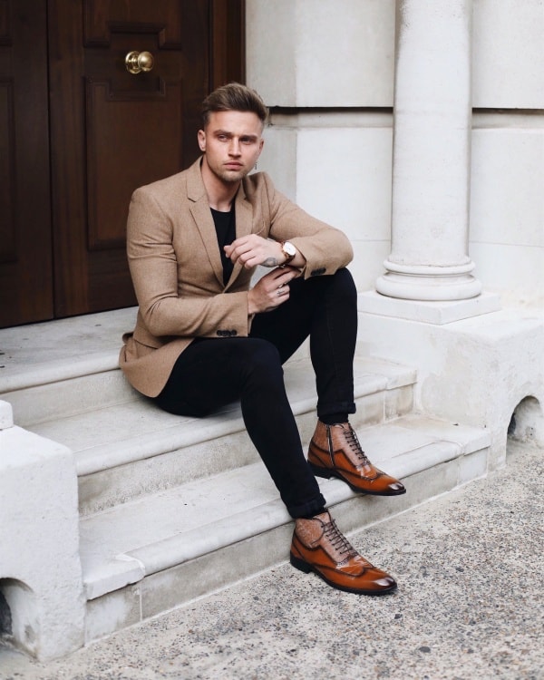 Cool Black Pants With Brown Shoes Outfits For Men