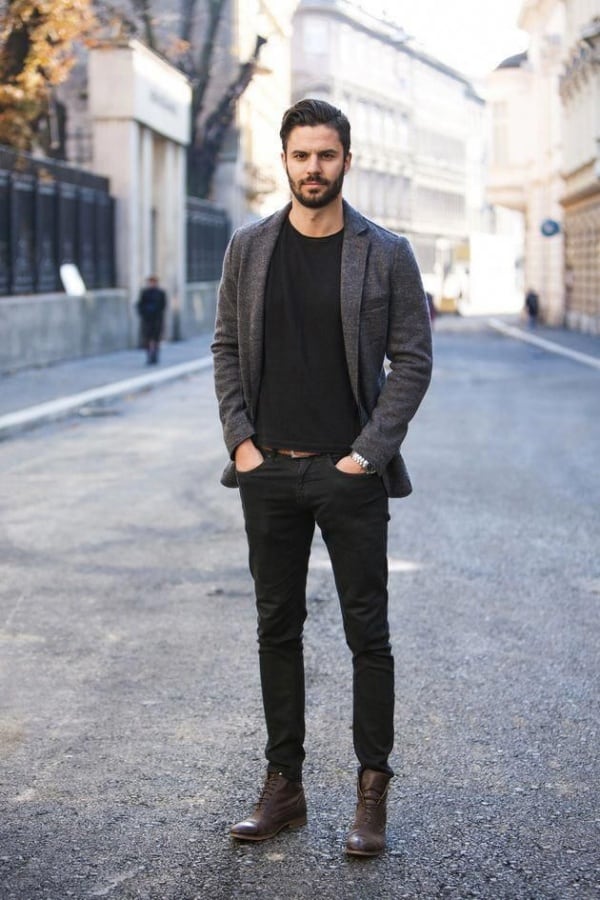 Cool Black Pants With Brown Shoes Outfits For Men