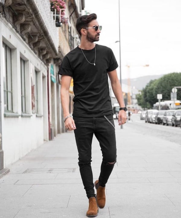 Cool Black Pants With Brown Shoes Outfits For Men