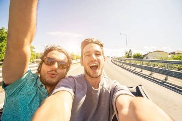 Group Happy Friends Posing Selfie Spring Day Party Together Outdoors Stock  Photo by ©CarlosBarquero 649141594