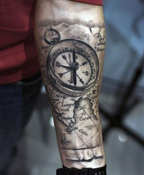 Compass Forearm Tattoos For Guys