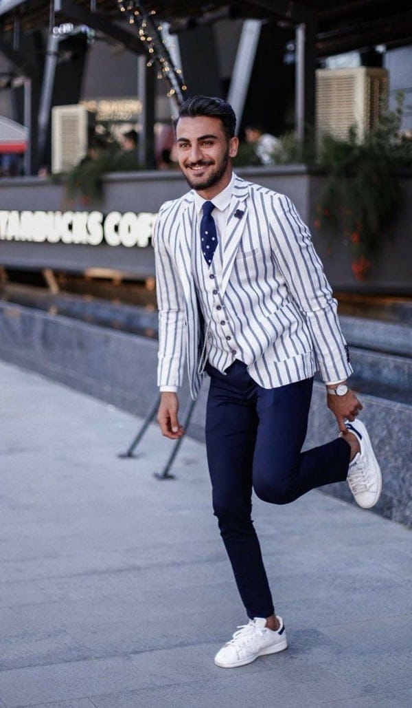 Dashing Suit With Sneakers Outfit To Try