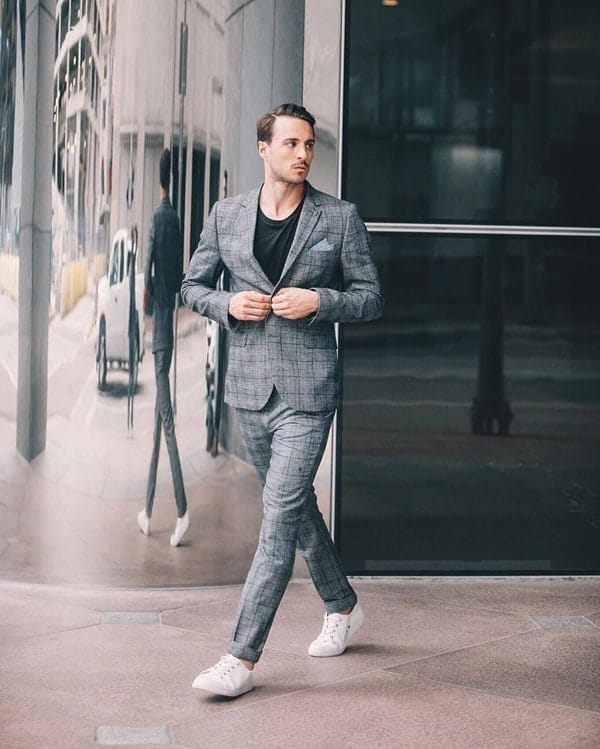 Dashing Suit With Sneakers Outfit To Try