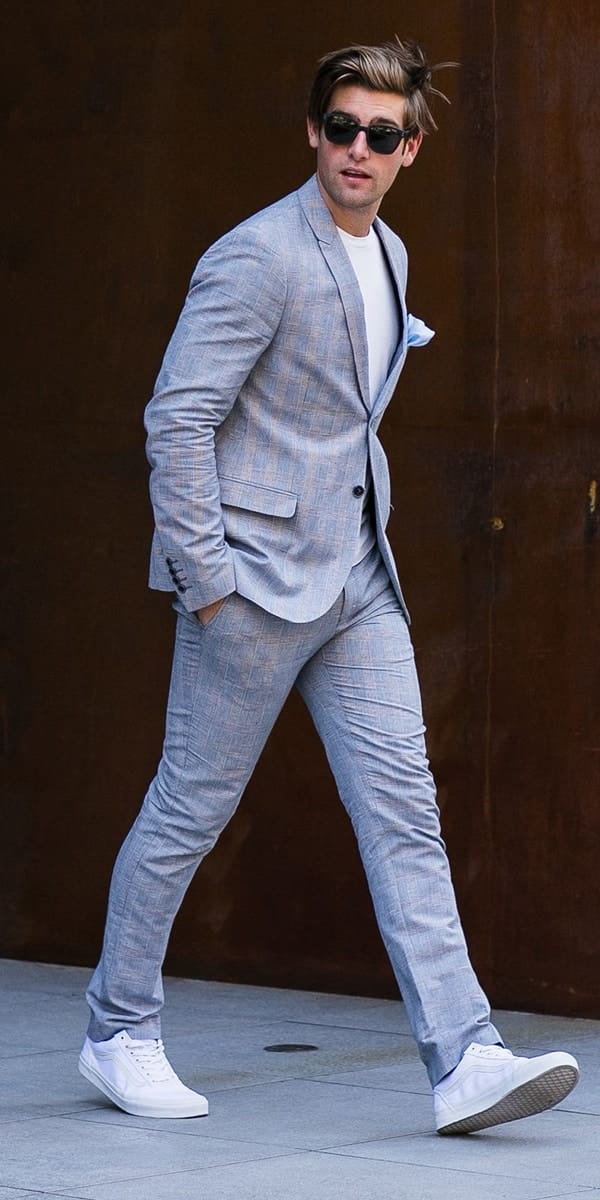 Dashing Suit With Sneakers Outfit To Try