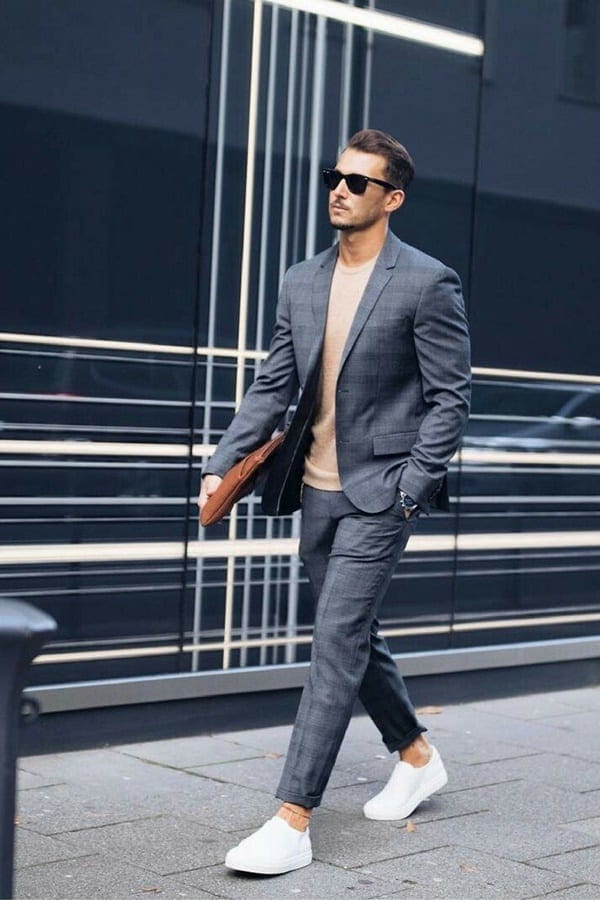 Dashing Suit With Sneakers Outfit To Try