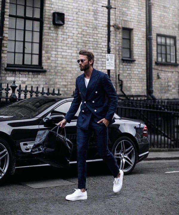 Dashing Suit With Sneakers Outfit To Try