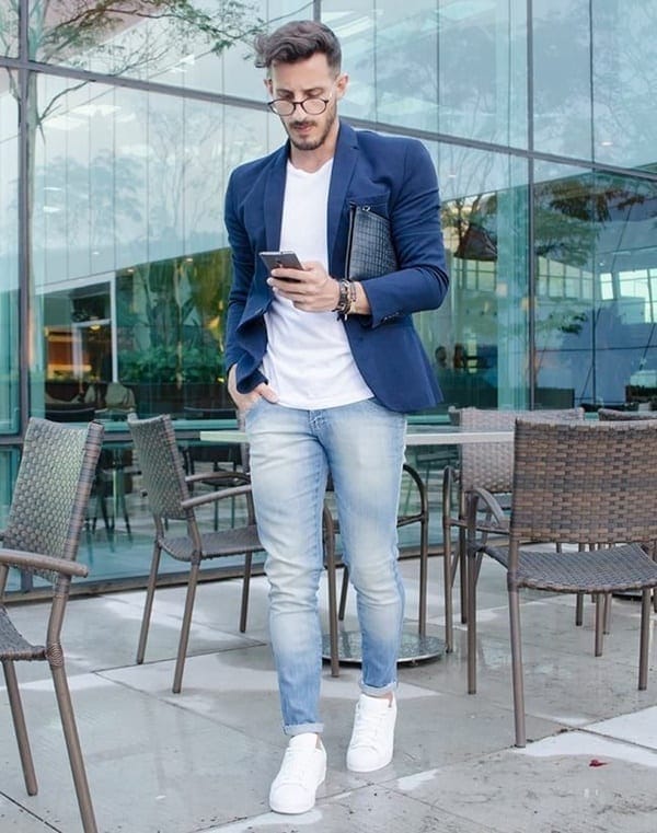 mens casual blue blazer