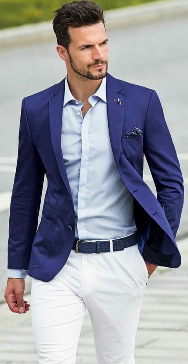 dark blue blazer matching shirt
