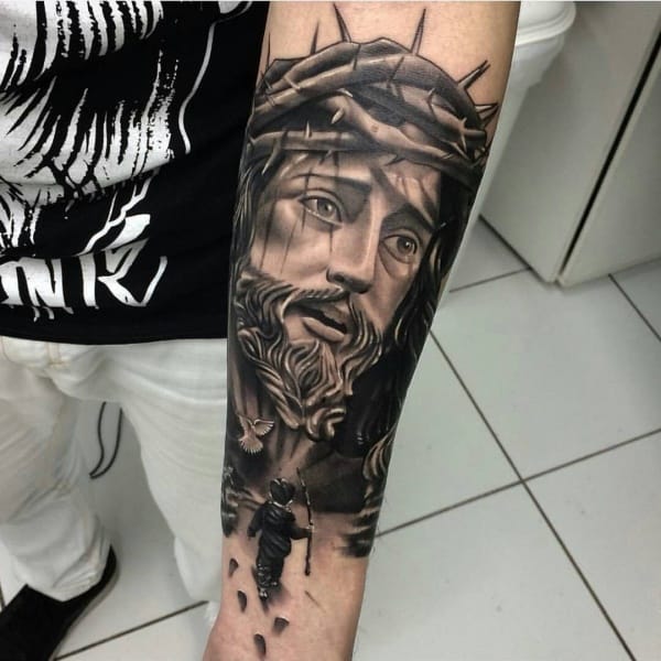 Jesus Tattoo On Forearm For Guys