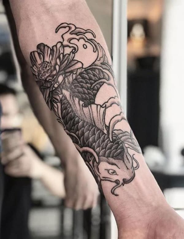 Koi Fish Forearm Tattoos For Guys