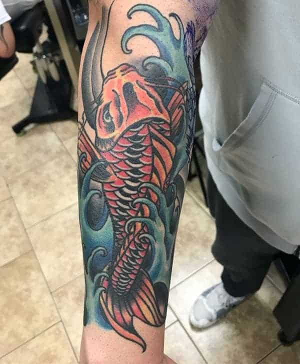 Koi Fish Forearm Tattoos For Guys