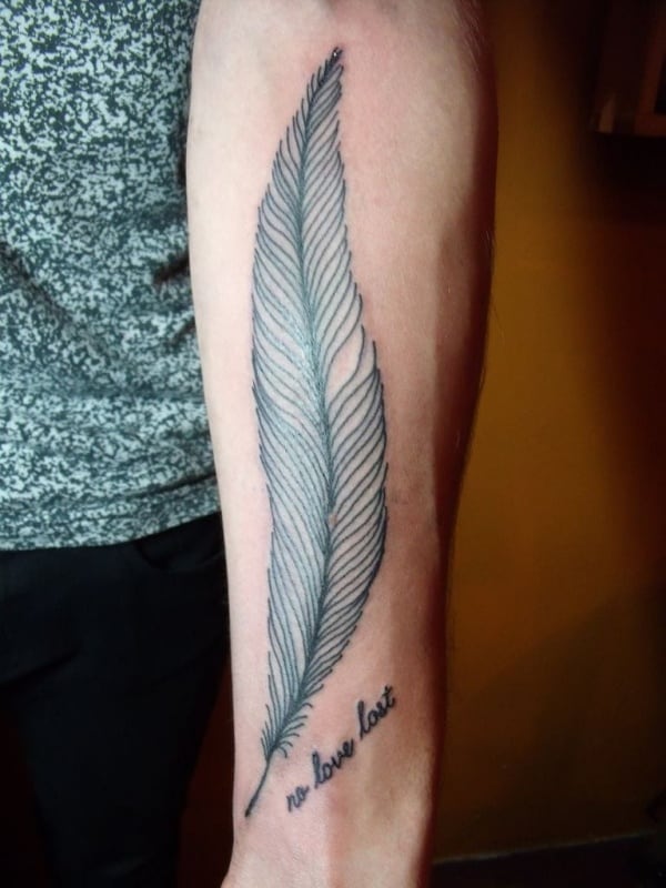 Feather Forearm Tattoos For Guys