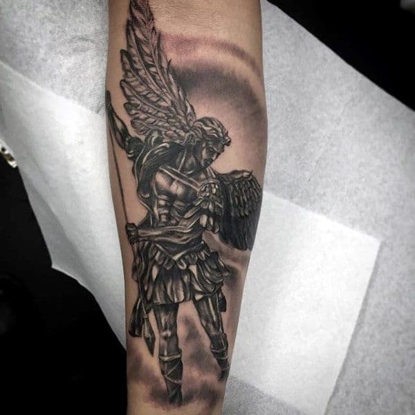 Guardian Angel Forearm Tattoos For Guys