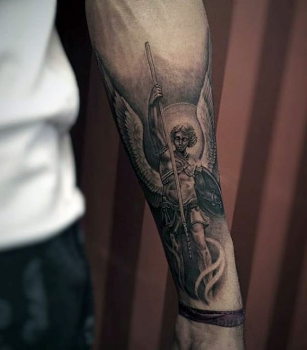 Guardian Angel Forearm Tattoos For Guys