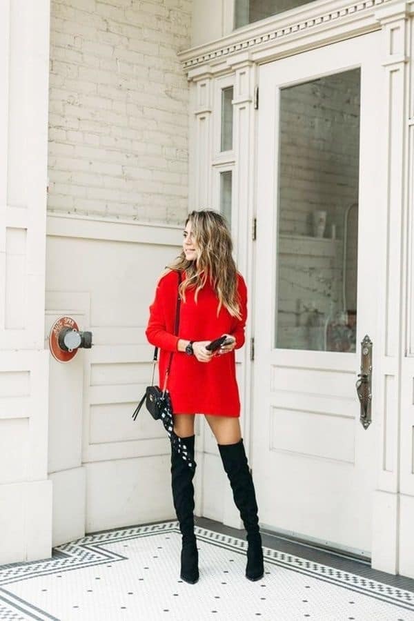 knee high boots christmas outfit