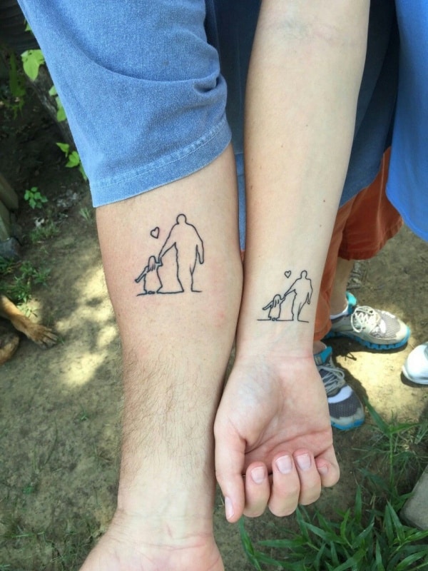 fantastisk far og datter matchende tatoveringer