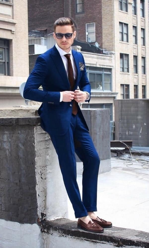 Blue suit outfit ideas, Blue suits with brown shoes men, 14 personalizado  Ideas 