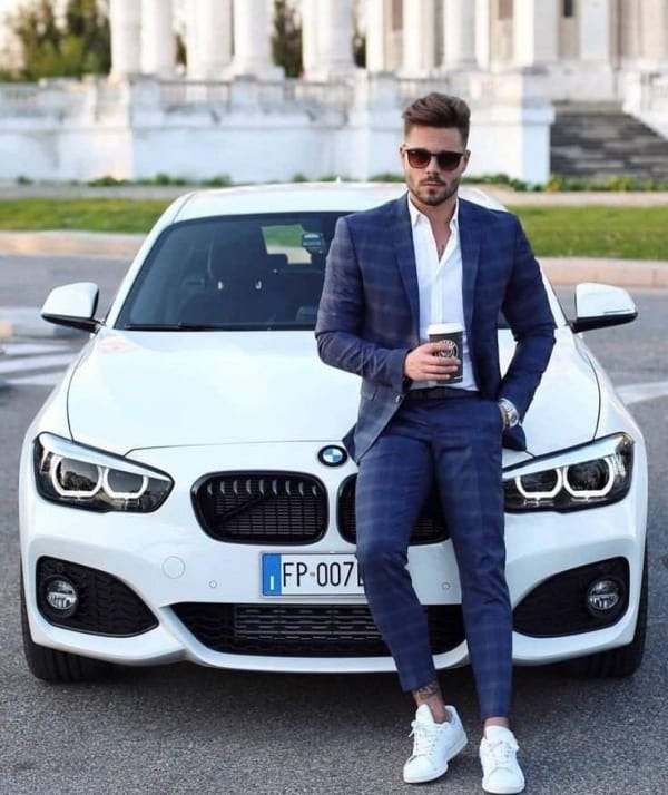 Stylish Suit With Sneakers Outfit Ideas