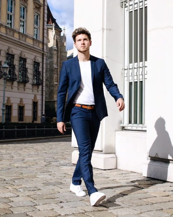 Stylish Suit With Sneakers Outfit Ideas