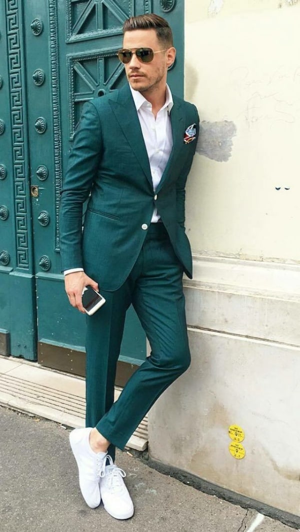 Stylish Suit With Sneakers Outfit Ideas