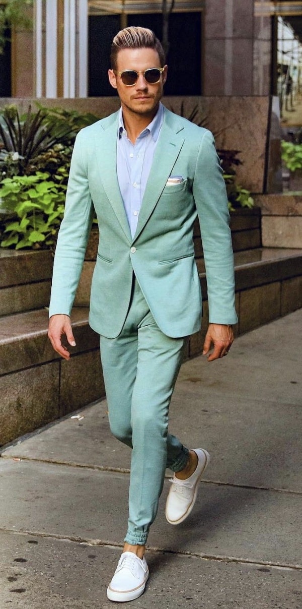 Stylish Suit With Sneakers Outfit Ideas