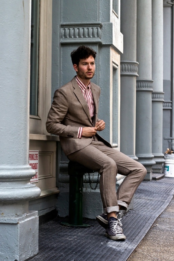 Stylish Suit With Sneakers Outfit Ideas