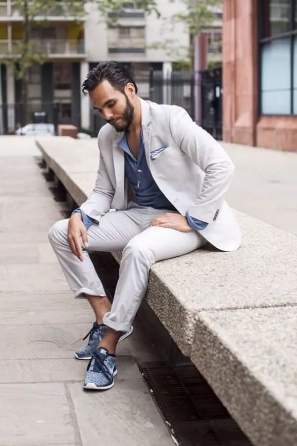 Stylish Suit With Sneakers Outfit Ideas