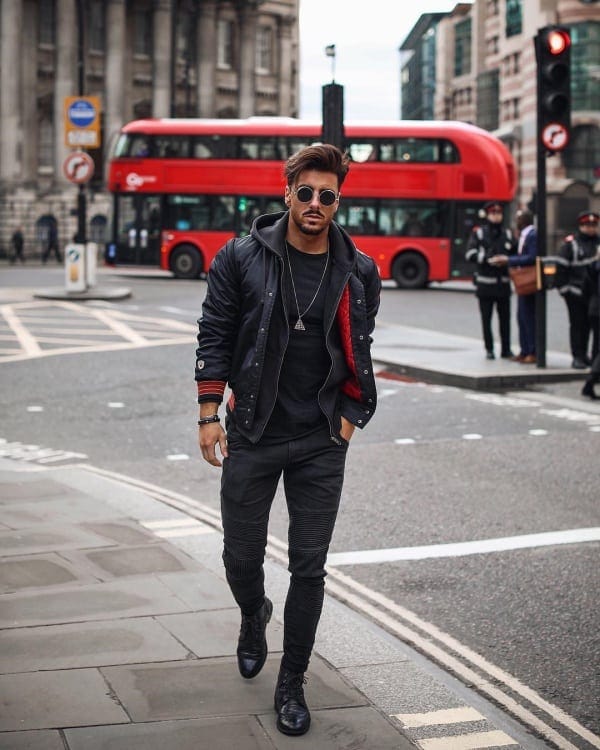 red and black outfit for men